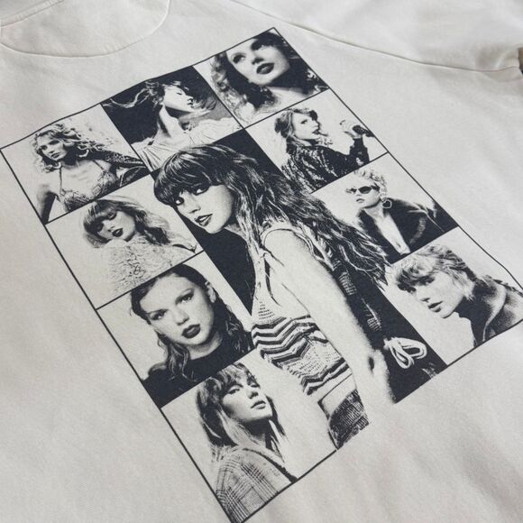 RARE 2024 Authentic Eras Tour Beige Cream Hoodie Black Logo Taylor Swift Large - Picture 6 of 6